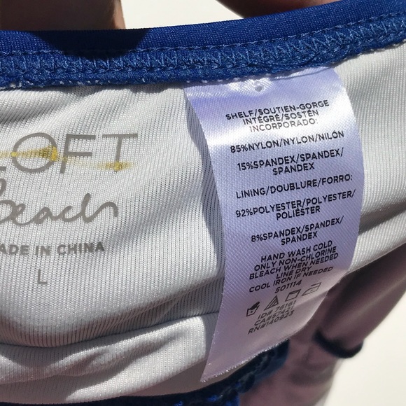 SOLD LOFT Beach Wrap Tankini Top Blue Swim Top L - Picture 8 of 8